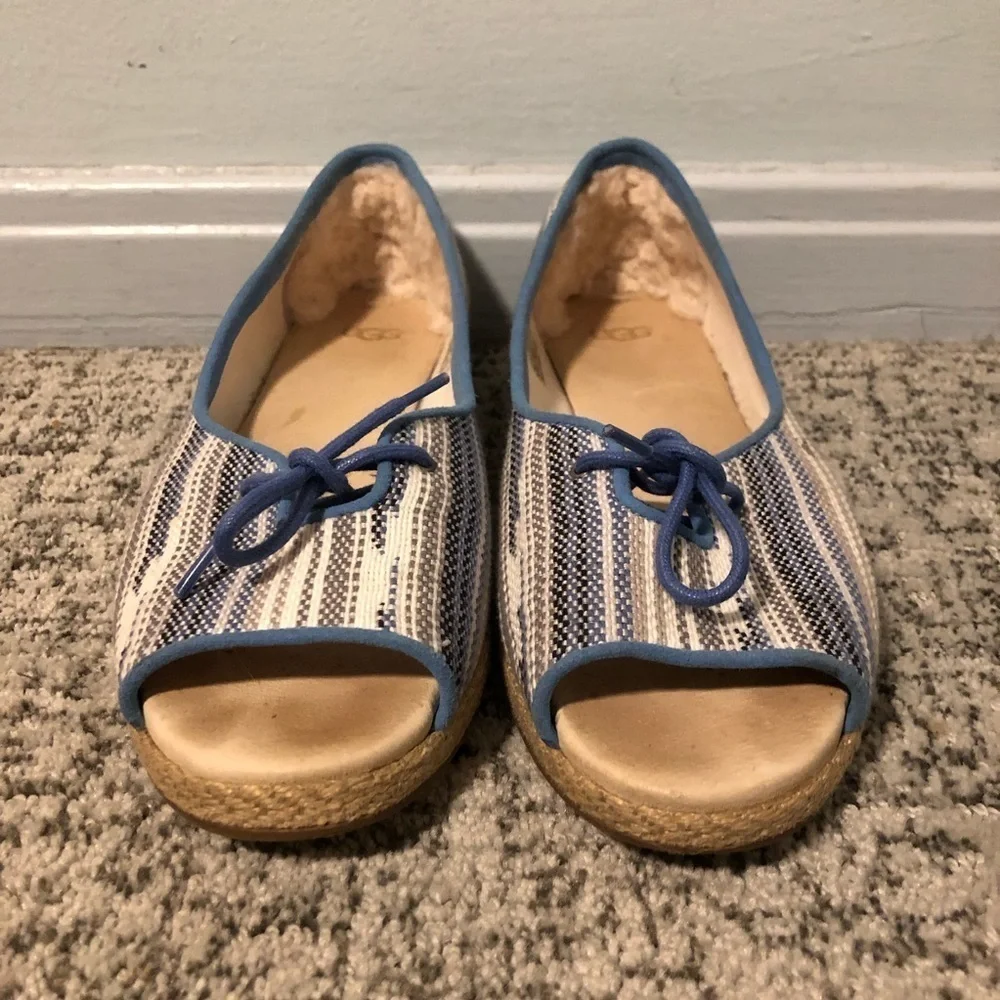 Ugg Marleigh Serape Genuine Lamb Fur Multicolored Sandal Size 8